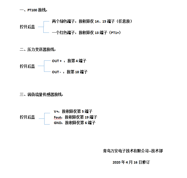 流量积算仪接线文字说明（配涡街91香蕉污在线观看使用）(图1)